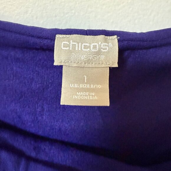Chicos Zenergy Tunic Top Purple Cozy Brushed Fleece Cowl Neck Size 1 US Medium - Picture 6 of 11